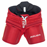 Bauer - Pantalon de gardien de but d'occasion NHL Pro Stock - Flames de Calgary (rouge/blanc/jaune)