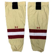 NCAA - Chaussettes de hockey Under Armour d'occasion (rayures épaisses - or/marron/blanc)