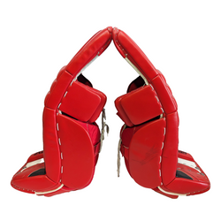 CCM Extreme Flex 4 - Jambières de gardien de but NCAA Pro Stock Senior d'occasion (rouge/noir/blanc)