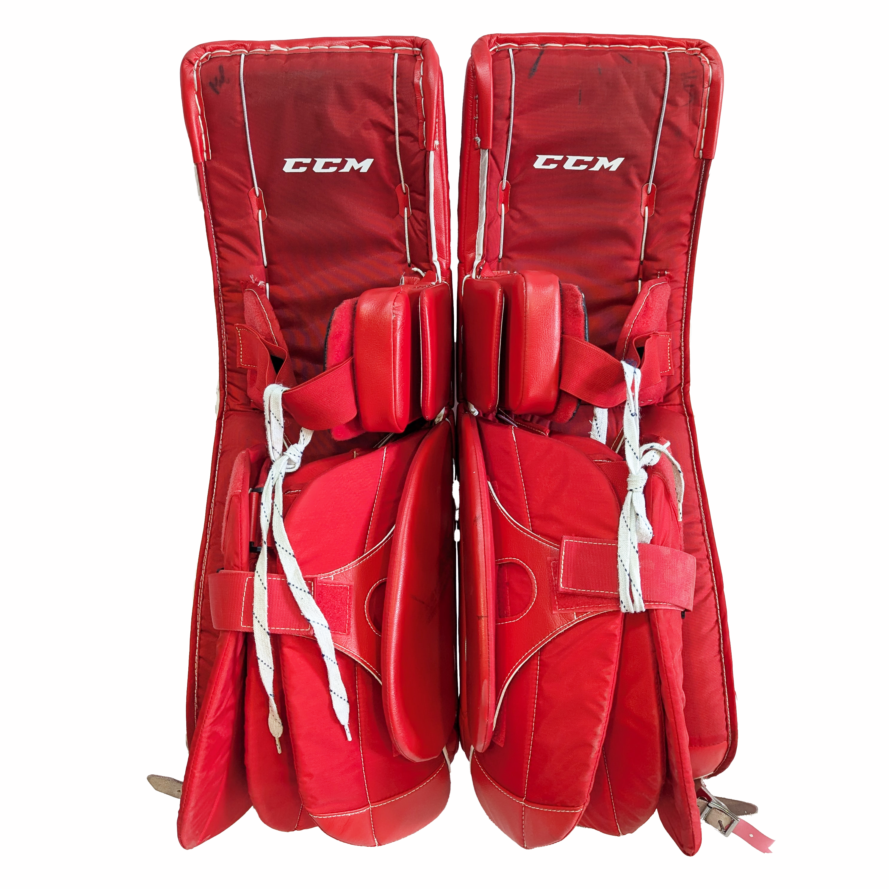 CCM Extreme Flex 4 - Jambières de gardien de but NCAA Pro Stock Senior d'occasion (rouge/noir/blanc)