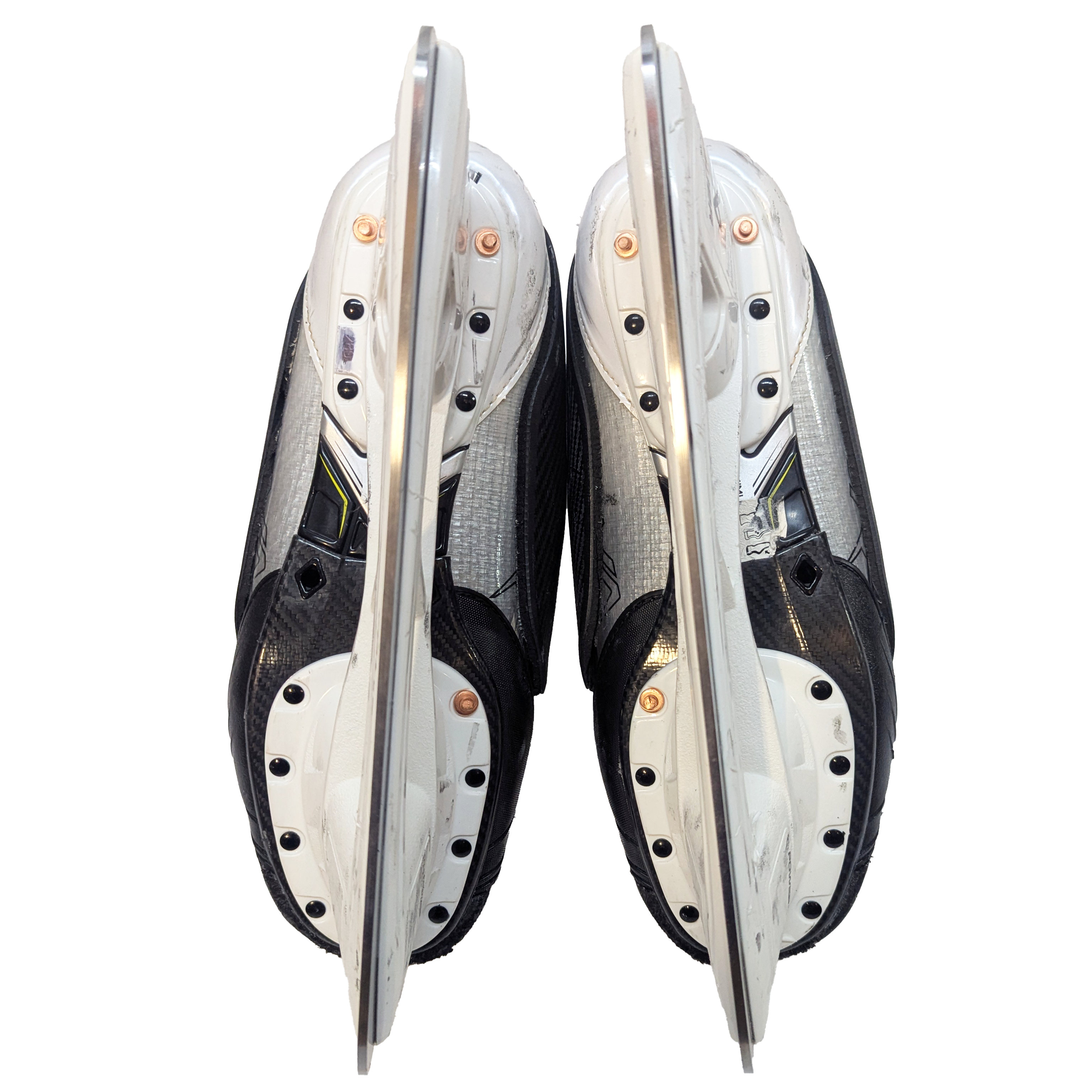 Bauer Vapor Hyperlite 2 - Used AHL Pro Stock Hockey Skates with Shot Blockers - Size 9