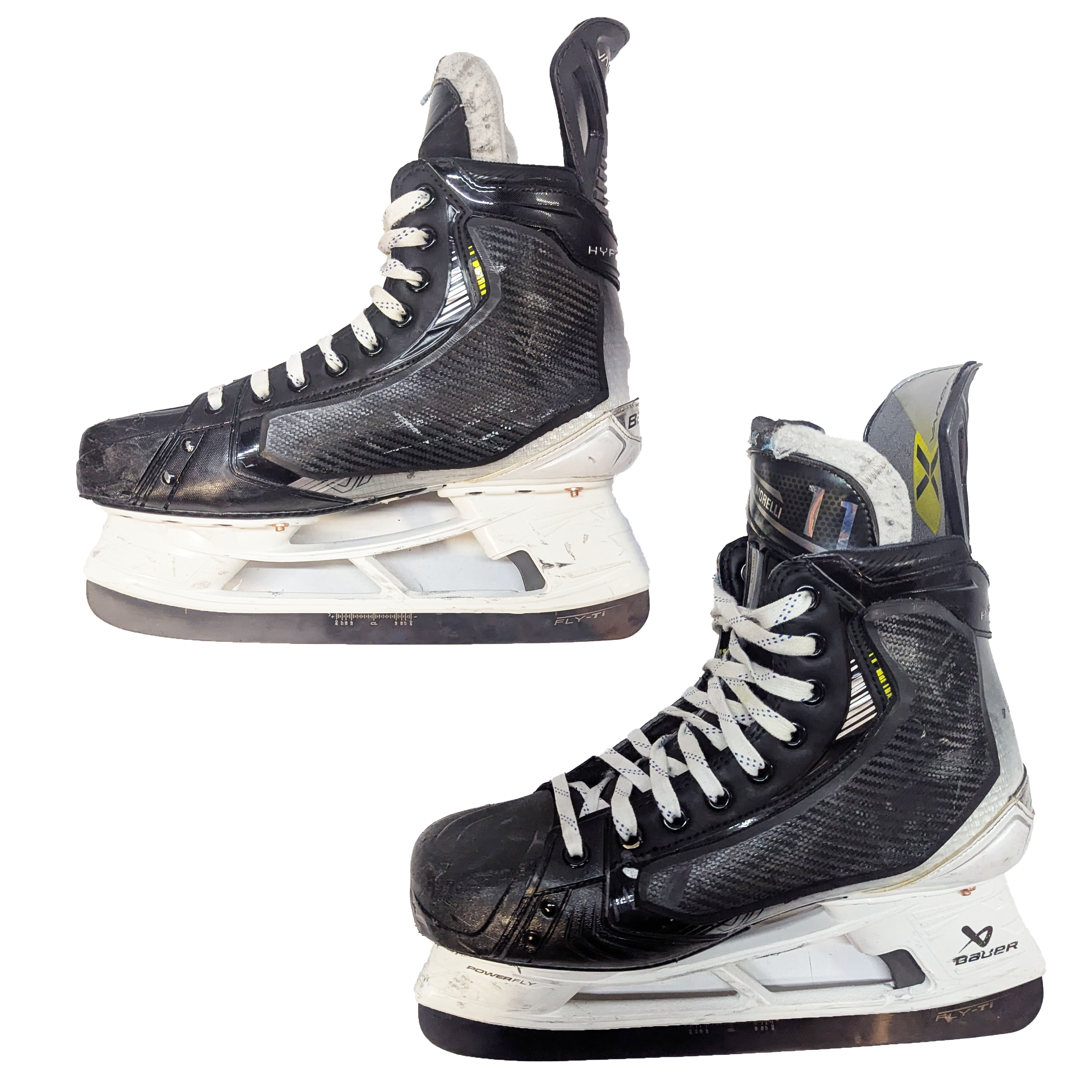 Bauer Vapor Hyperlite 2 - Used AHL Pro Stock Hockey Skates with Shot Blockers - Size 9
