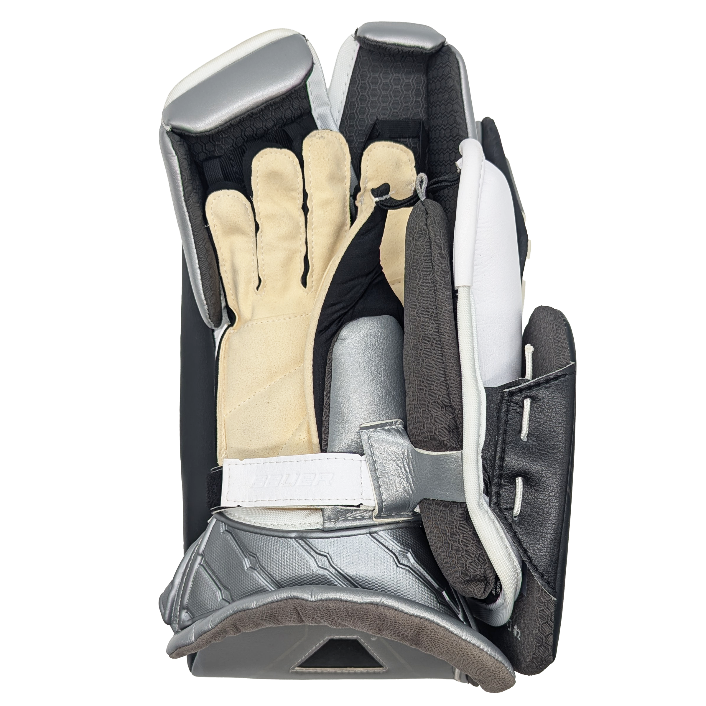 Bauer Vapor Hyperlite 2 - Used AHL Pro Stock Goalie Blocker (White/Black/Silver)