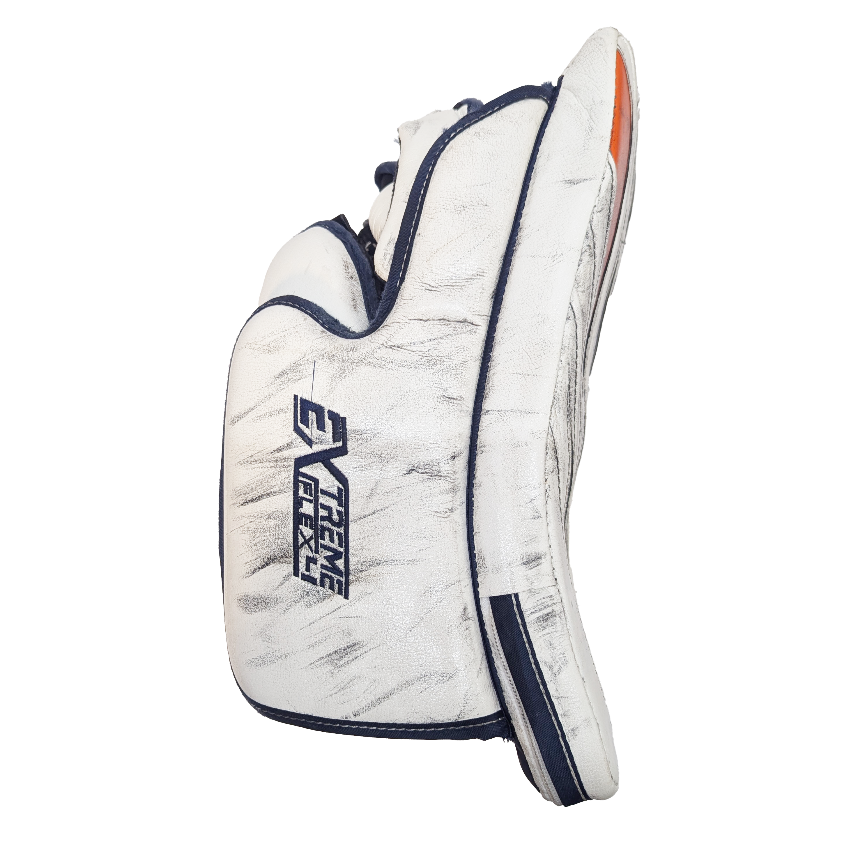 CCM Extreme Flex 4  - Used WHL Pro Stock Goalie Blocker (White/Orange/Navy)