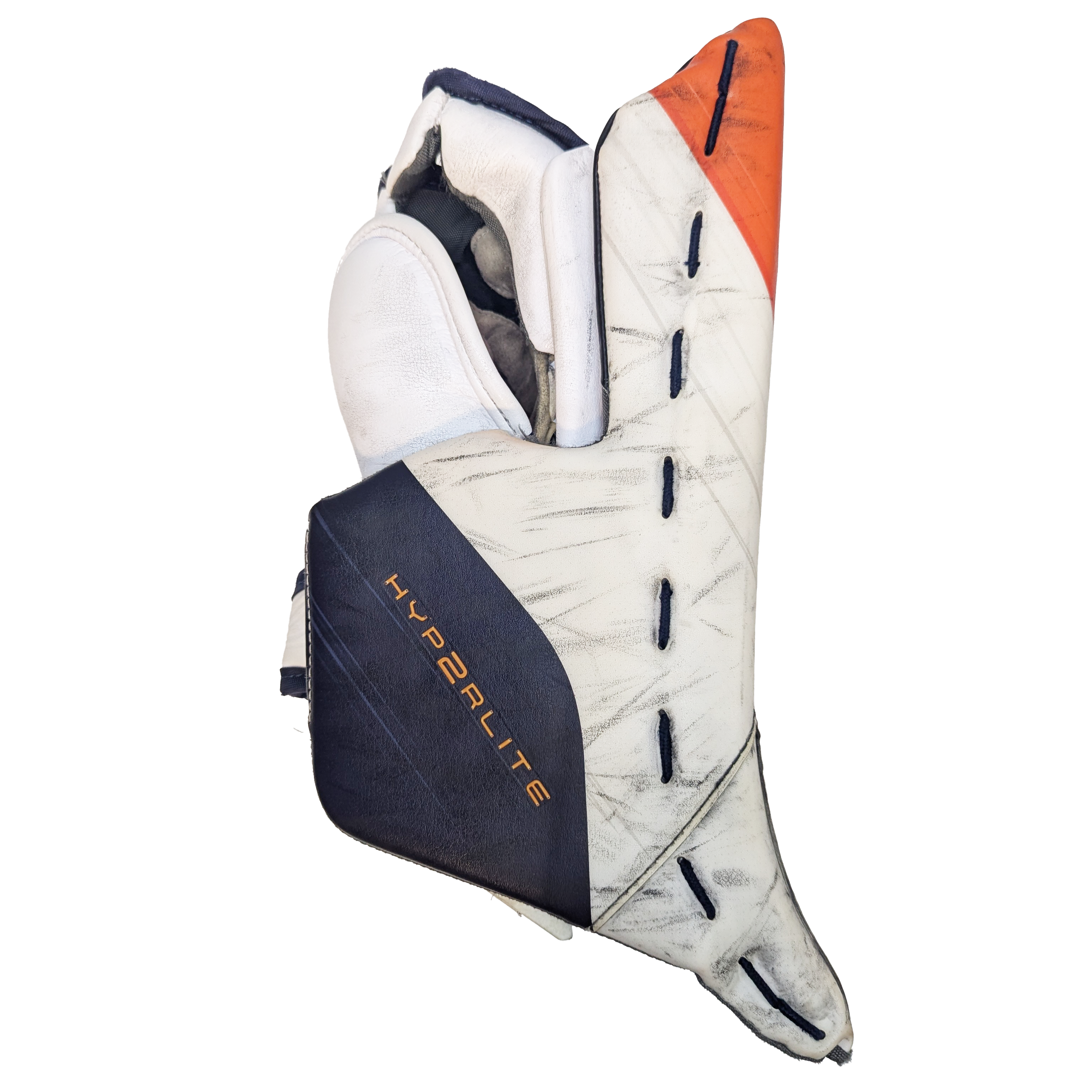 Bauer Vapor Hyperlite 2 - WHL Pro Stock Goalie Blocker (White/Navy/Orange)