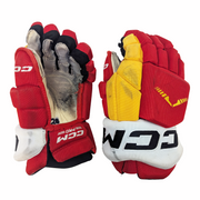 CCM HGTKPP - Gant d'occasion NHL Pro Stock - Flames de Calgary (rouge/jaune)
