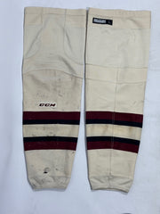 OHL - Used CCM Hockey Sock (Beige/Maroon/Black)