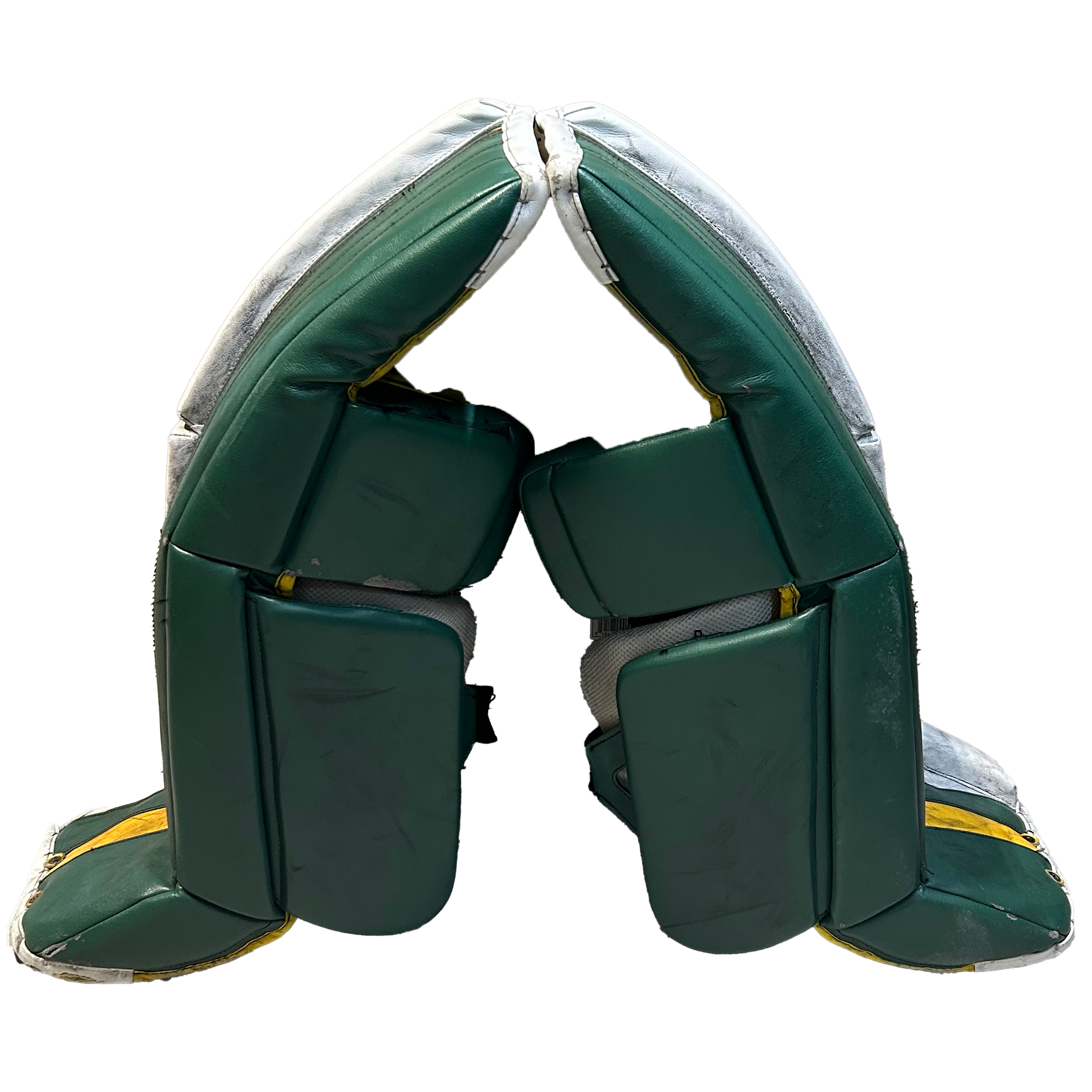 Vaughn Velocity V7 - Used Pro Stock Goalie Pads (Green/White/Yellow)