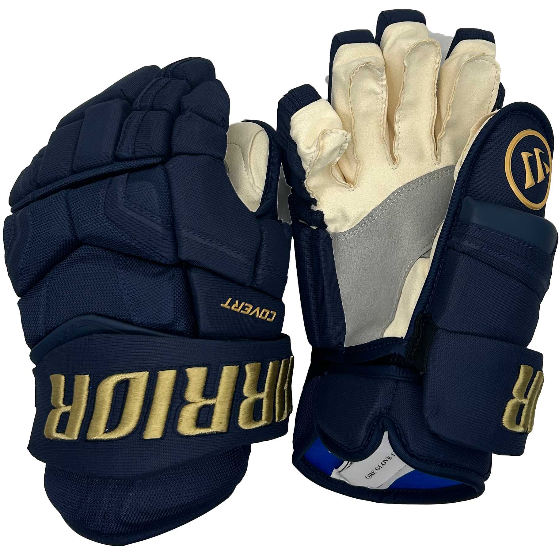 Warrior Covert QRE - PWHL Pro Stock Hockey Glove - Montreal Victoire (Navy/Gold)