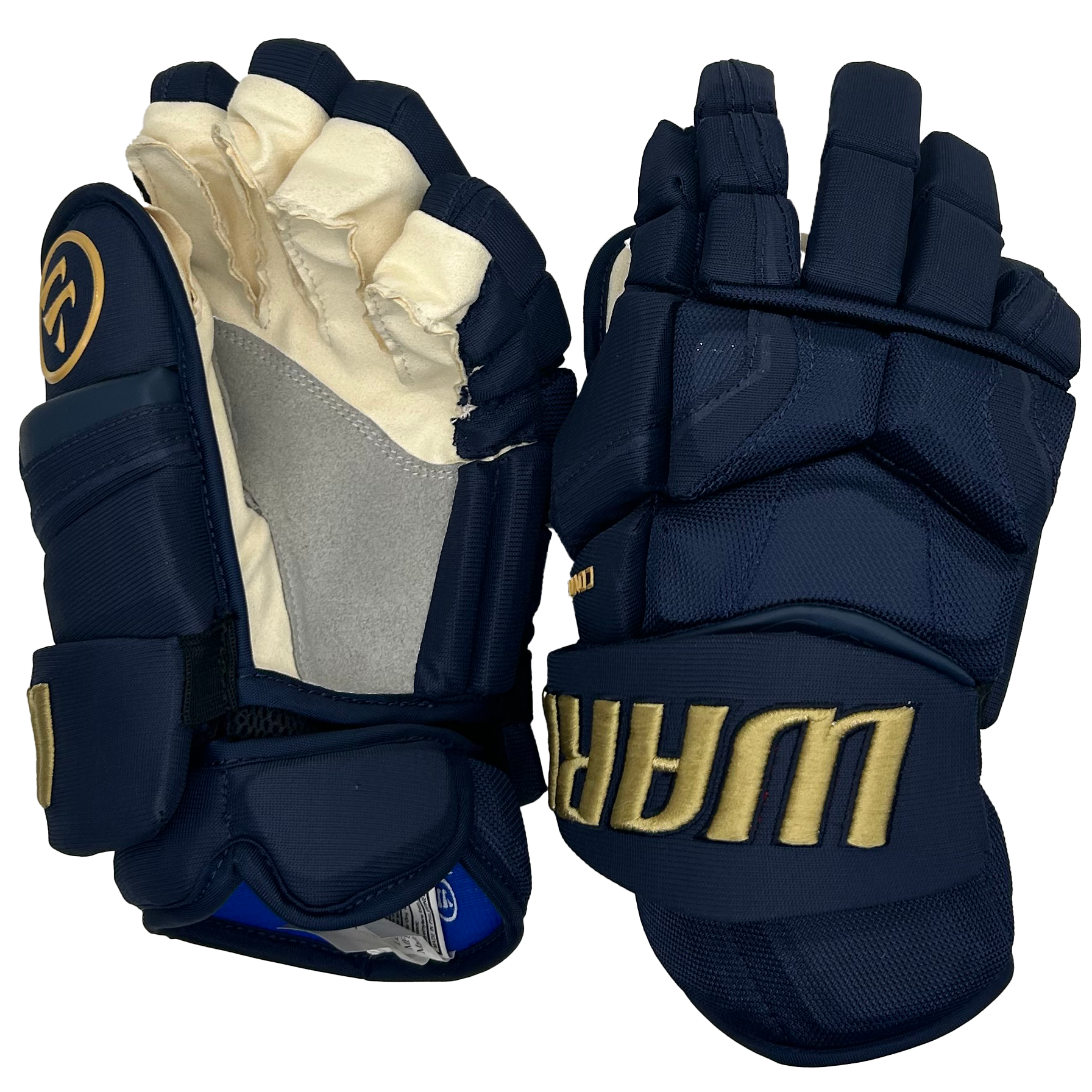 Warrior Covert QRE - PWHL Pro Stock Hockey Glove - Montreal Victoire (Navy/Gold)