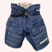 CCM HPG12A - Pantalon de gardien de but de hockey Pro Stock d'occasion de la Ligue de hockey de l'Ontario (bleu/blanc/jaune)