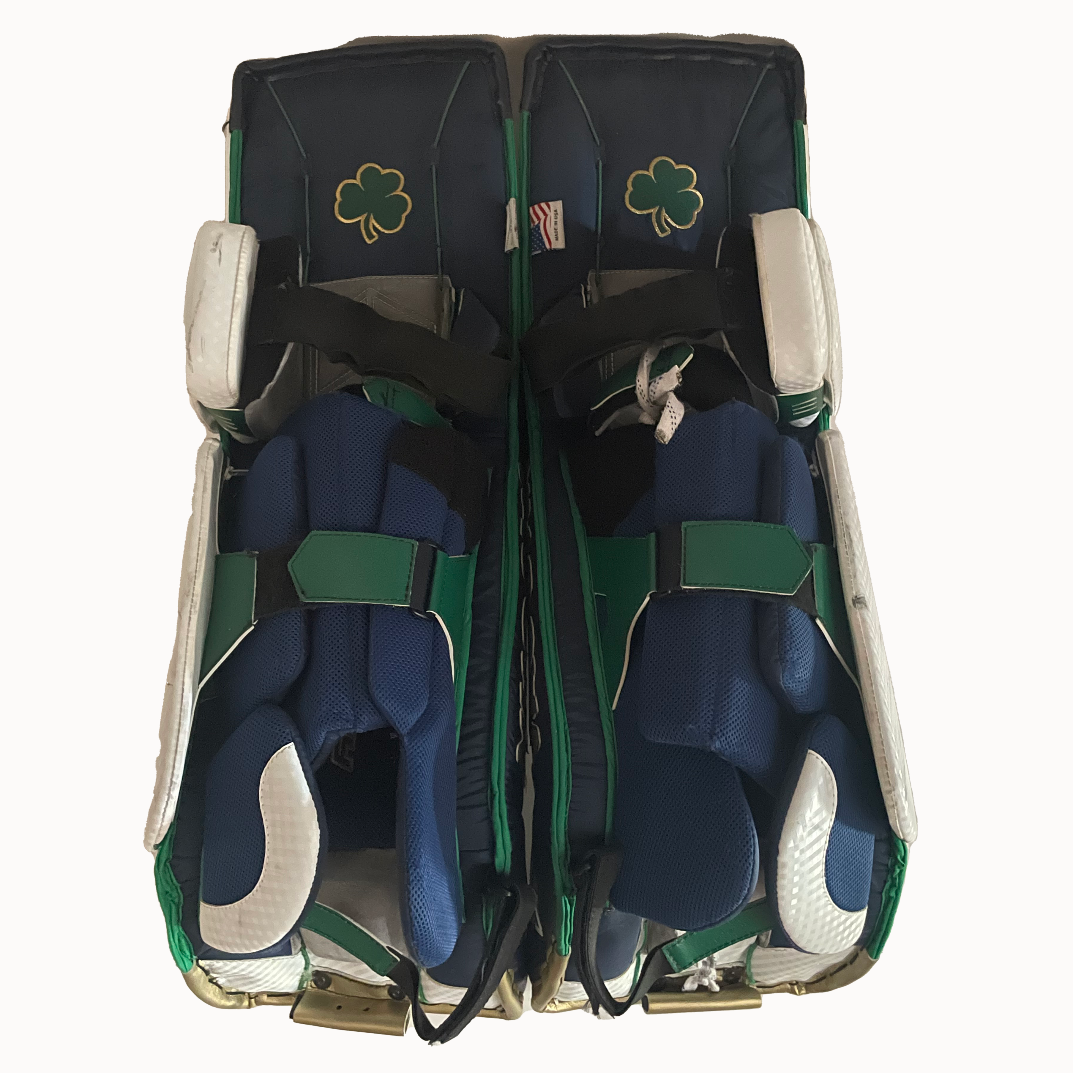 Vaughn Velocity V9 - Used Pro Stock Senior Goalie Pads (Navy/White/Green)