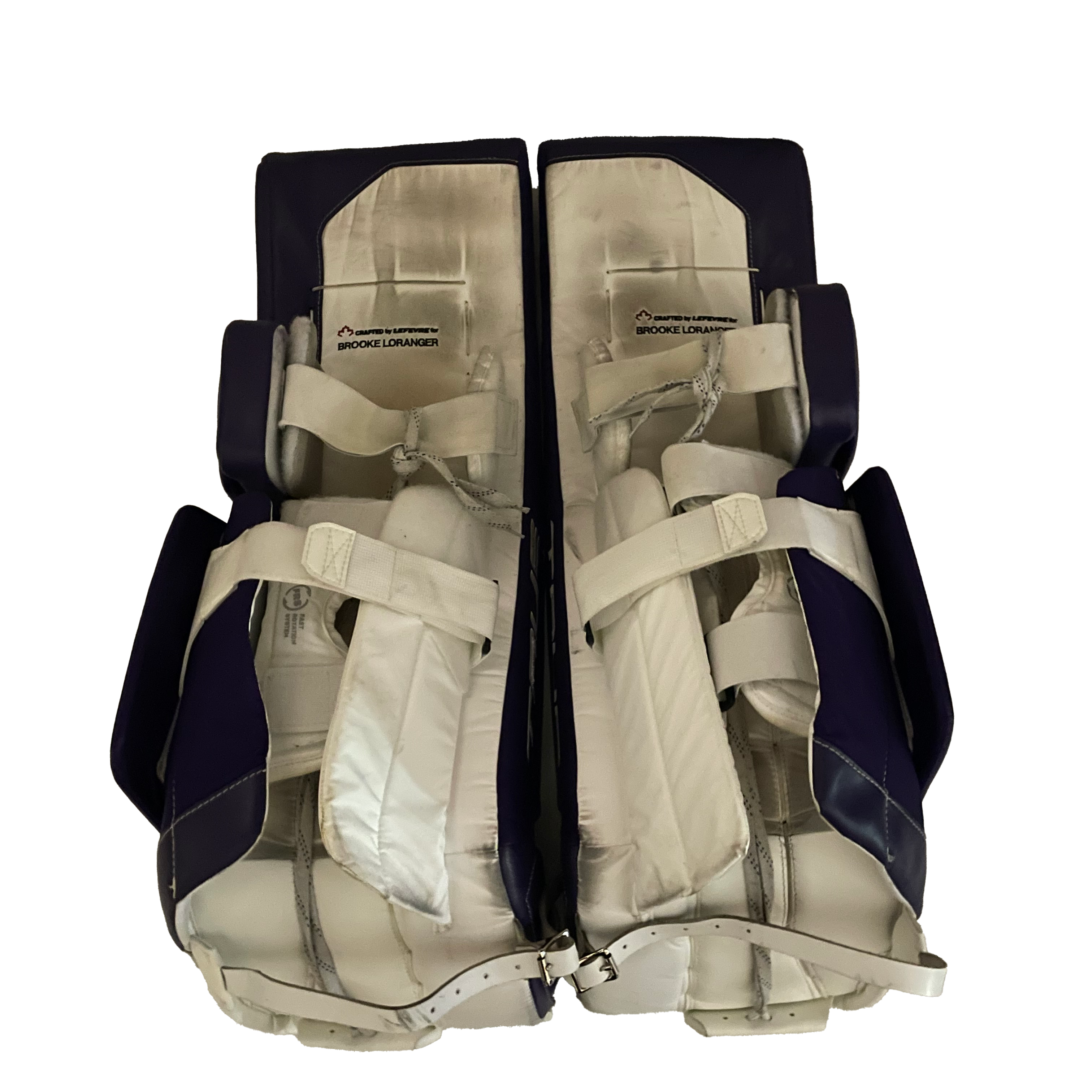 True L20.2 - Jambières de gardien Pro Stock d'occasion (violet/blanc)