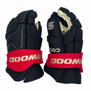 Sherwood Code Encrypt Pro – Gants de la LNH Pro Stock – Équipe Canada Tournoi des 4 Nations (Noir/Rouge/Beige)