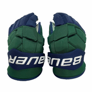 Bauer Supreme Mach - Gants de hockey Pro Stock d'occasion (vert/bleu marine)