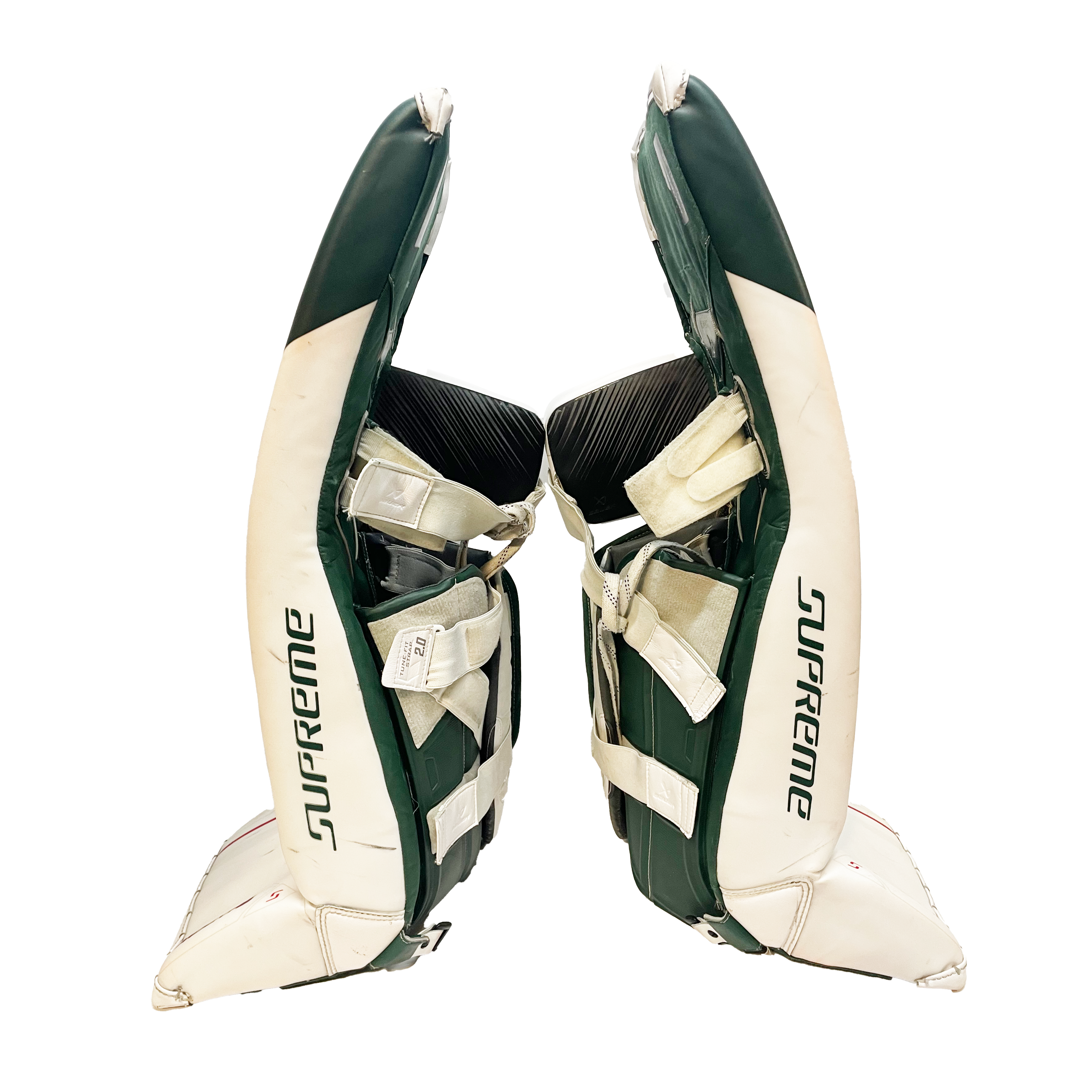 Bauer Supreme Shadow - Used Pro Stock Goalie Pads (White/Green/Red)