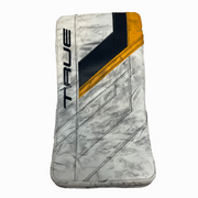 True HZRDUS PX4 - Used Full Right Pro Stock Goalie Blocker - Brandon Bussi (White/Black/Yellow)