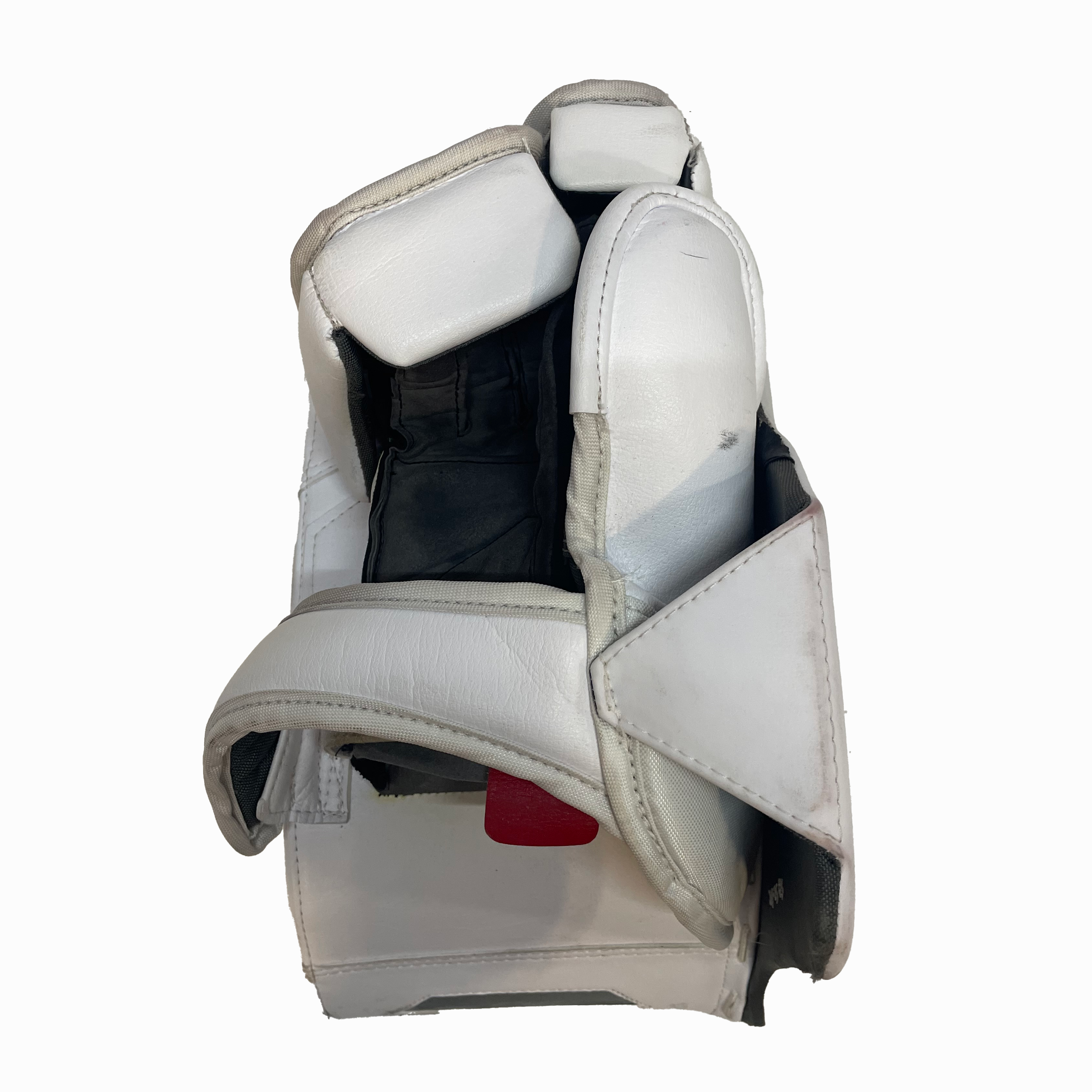 Bauer Vapor Flylite - Used Jacob Fowler NHL Pro Stock Goalie Blocker - Montreal Canadiens (White/Blue/Red)