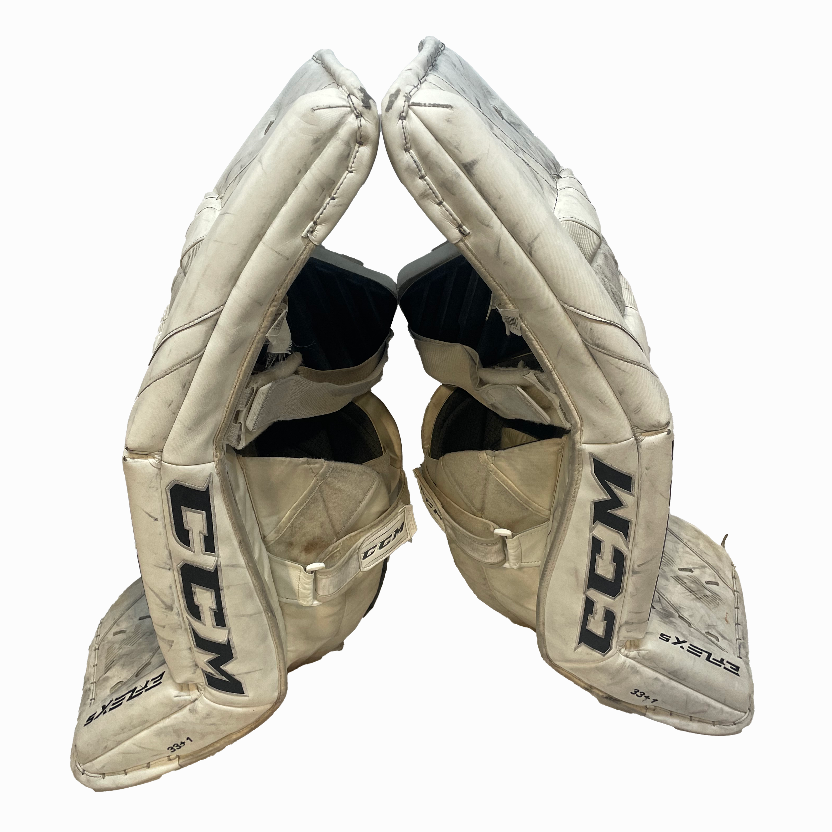 CCM Extreme Flex 5 - Used Pro Stock Goalie Pads (White)