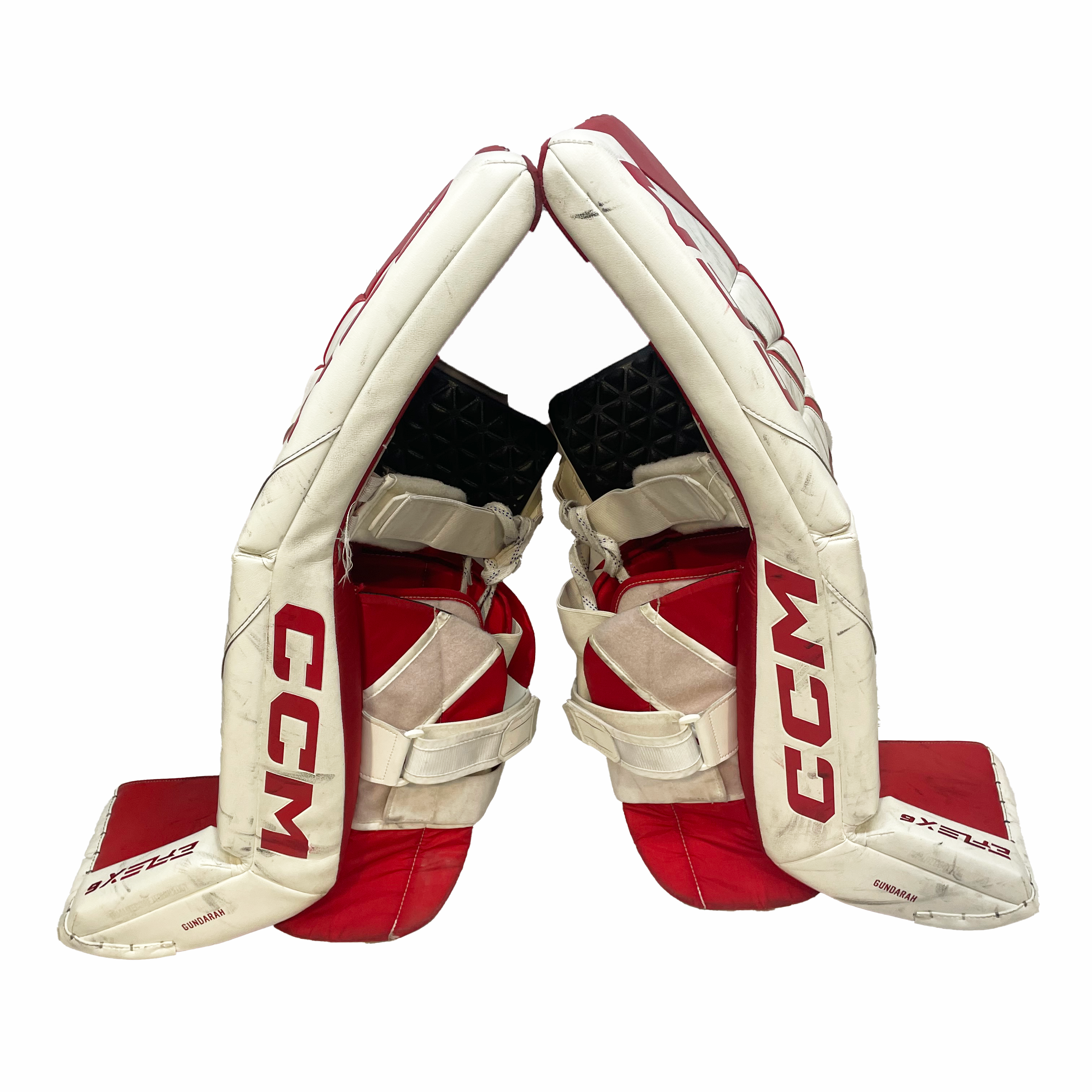 Extreme Flex 6 - Used NCAA Pro Stock Goalie Pads (White/Red)