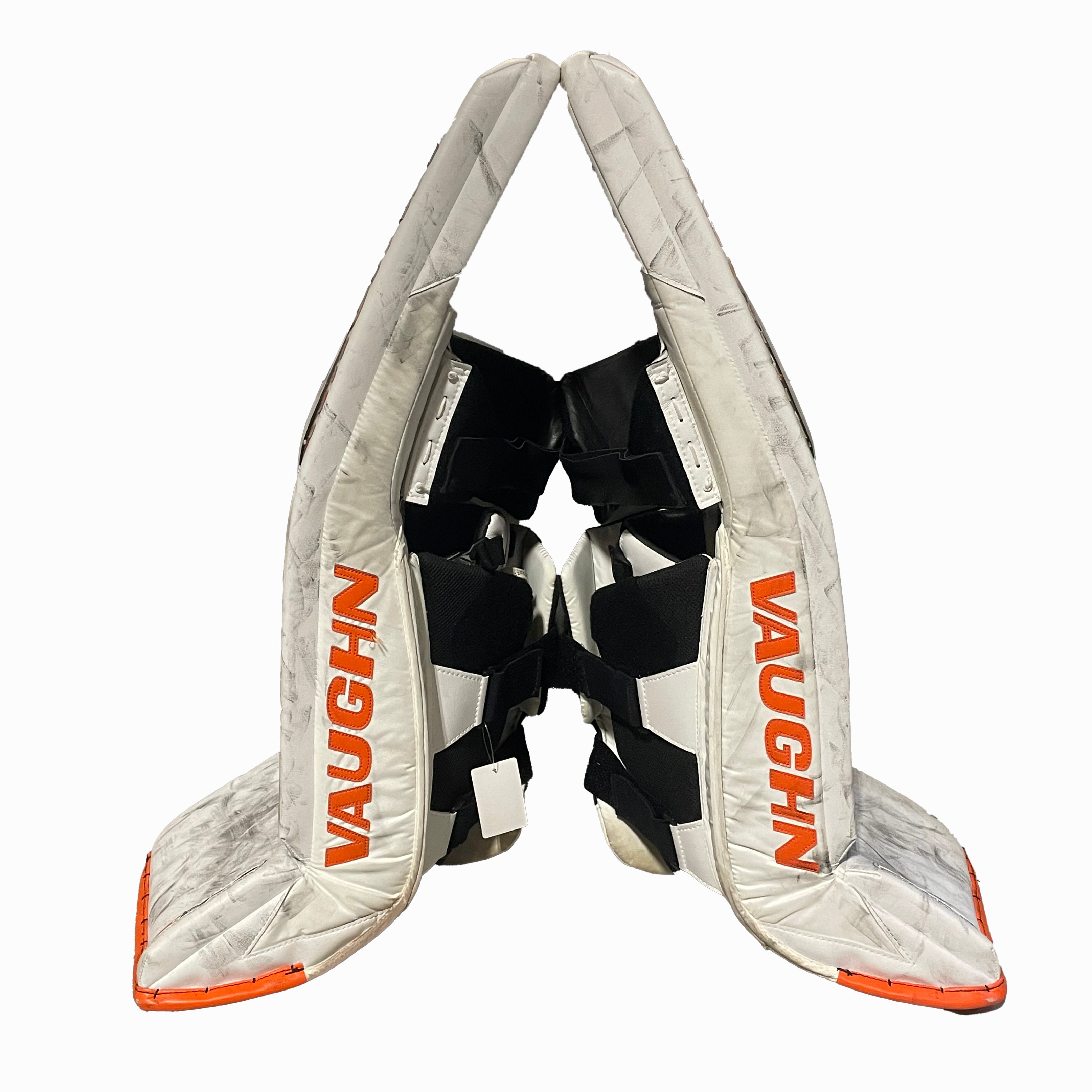 Vaughn Ventus SLR3 - Used Pro Stock Goalie Pads (White/Orange/Black)