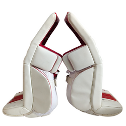 TRUE L12.2 - Jambières de gardien de but AHL Pro Stock d'occasion (blanches/rouges)