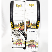 CCM Extreme Flex 5 - Jambières de gardien de but OHL Pro Stock d'occasion (blanc/vert/jaune)
