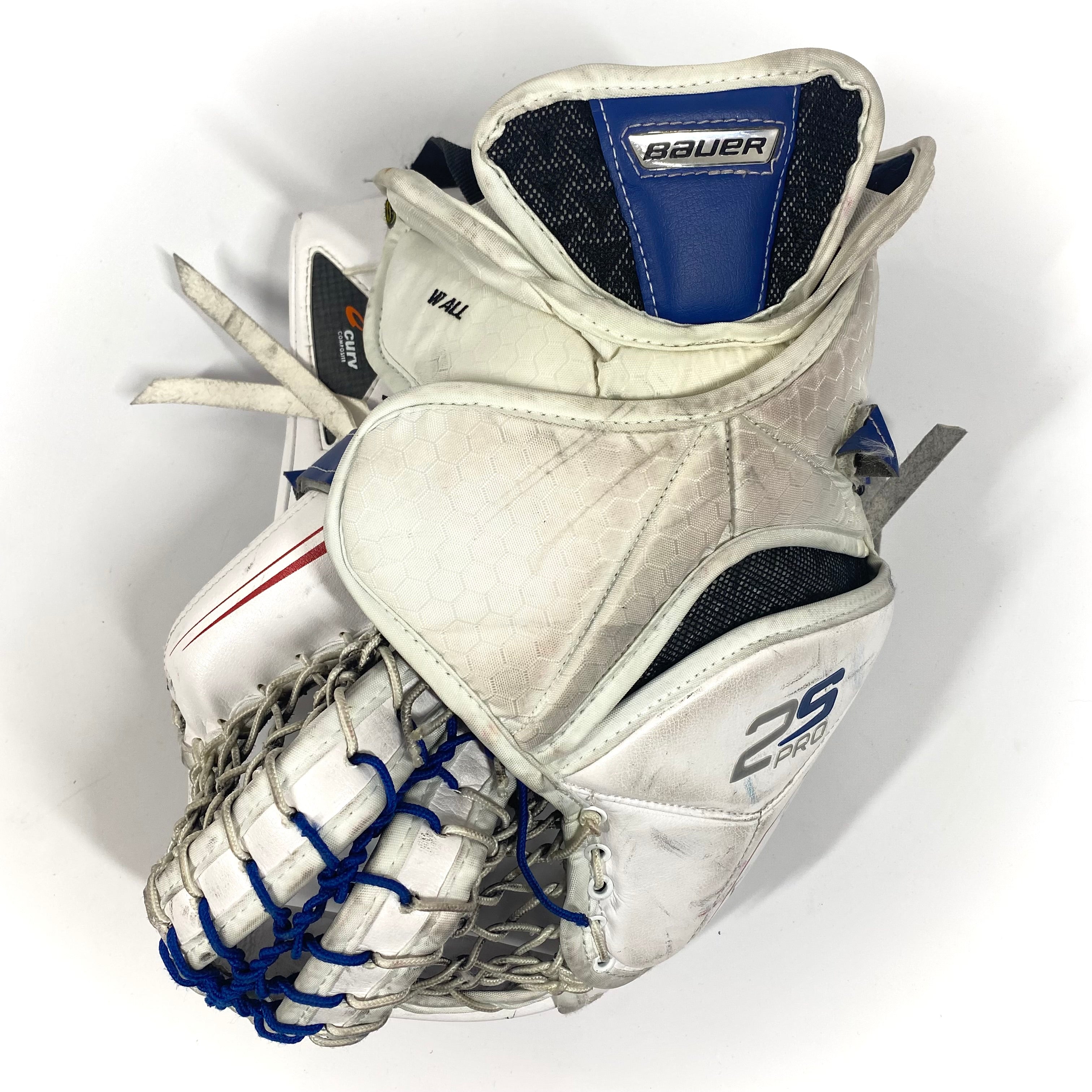 Bauer Supreme 2S Pro - Gant de gardien de but Pro Stock d'occasion (blanc/rouge/bleu)