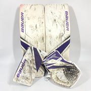 Bauer Supreme 2S Pro - Paire de jambières de gardien Pro d'occasion (blanc/violet/noir)