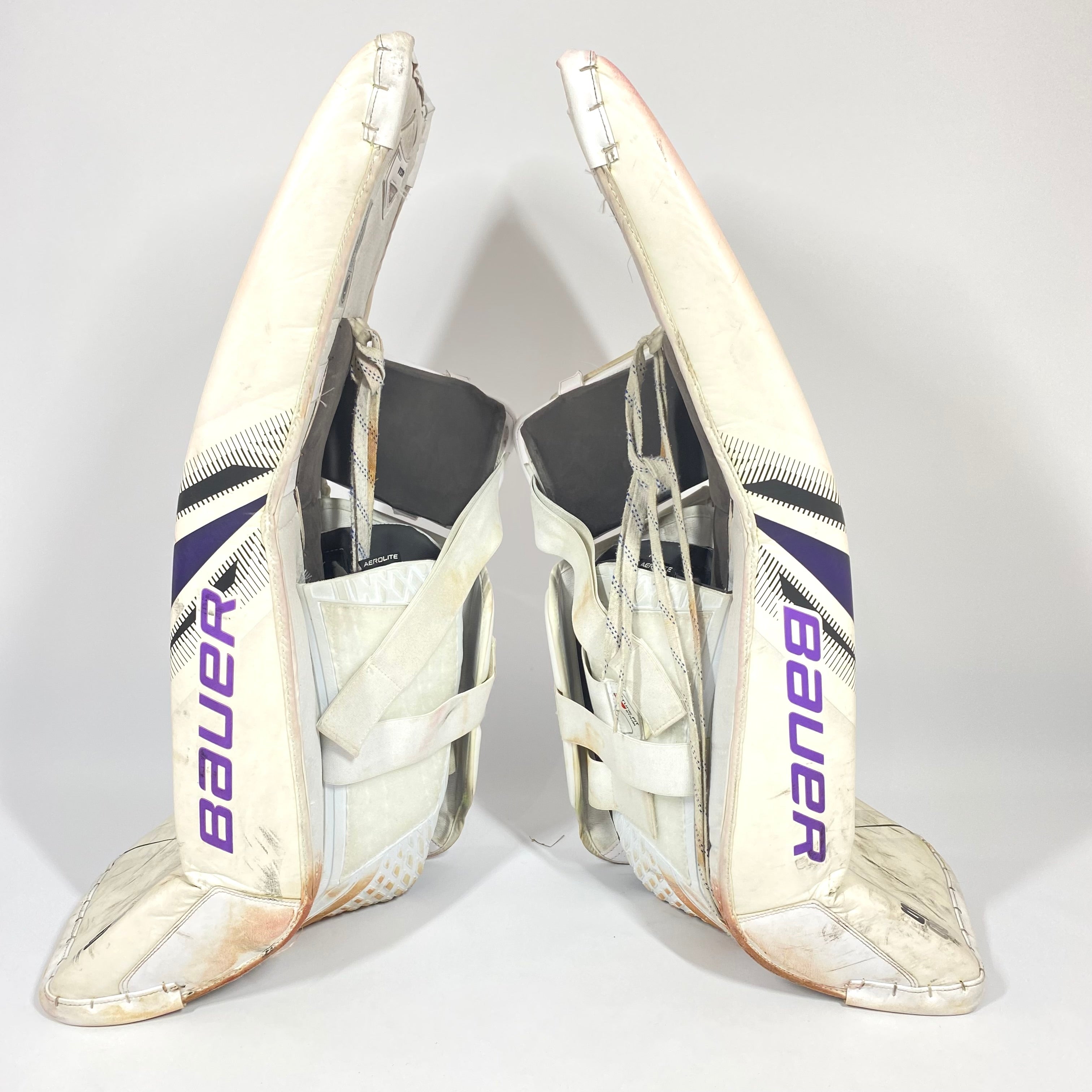Bauer Supreme 2S Pro - Used Pro Stock Goalie Pads - Full Set (White/Purple/Black)