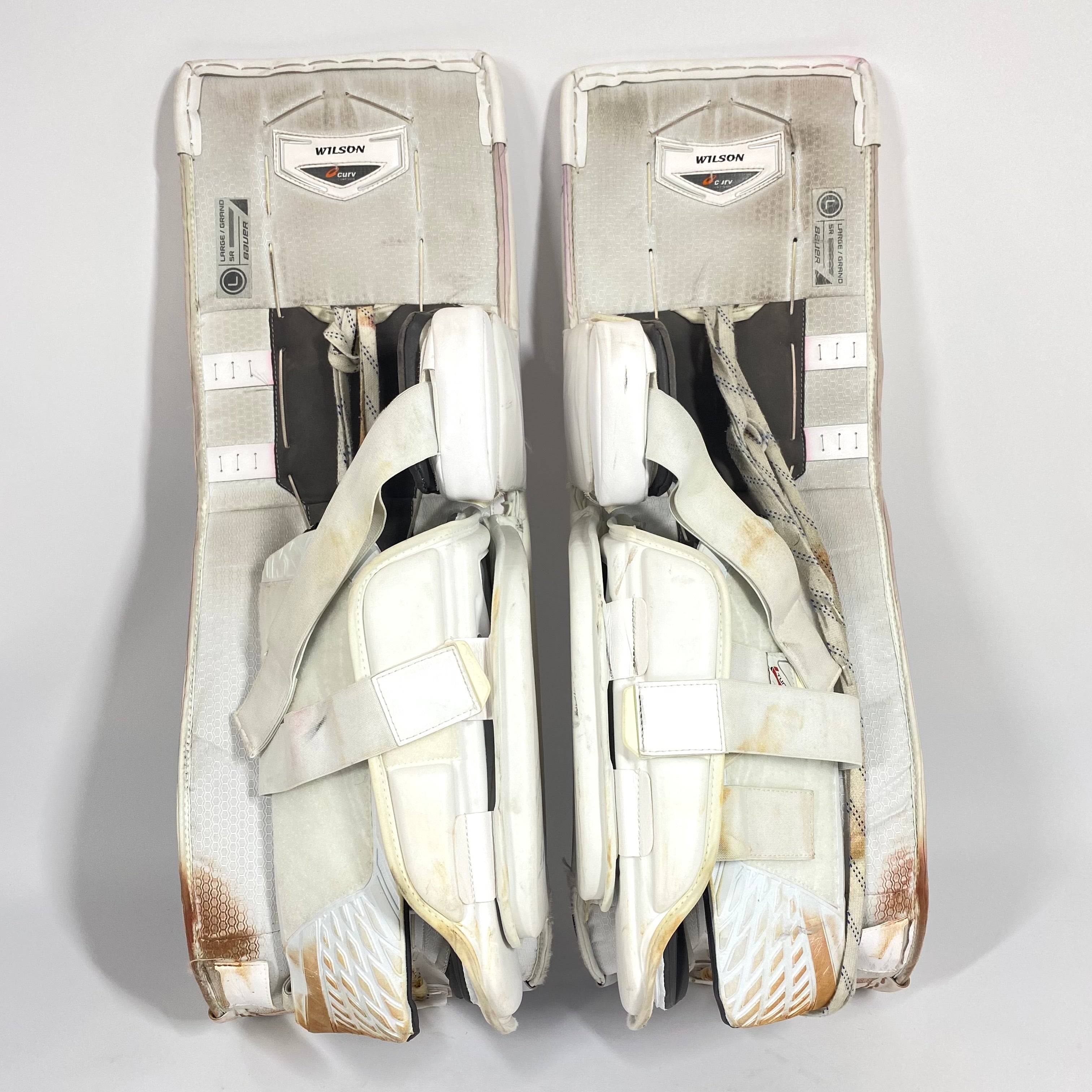 Bauer Supreme 2S Pro - Used Pro Stock Goalie Pads - Full Set (White/Purple/Black)