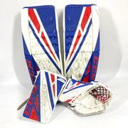 CCM Extreme Flex IV - Jambières de gardien de but Pro Stock d'occasion - Ensemble complet (blanc/bleu/rouge)