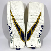 CCM Extreme Flex 4 - Jambières de gardien de but NCAA Pro Stock Senior d'occasion (blanc/or)