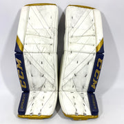 Extreme Flex 5 - Jambières de gardien NCAA Pro Stock d'occasion (blanc/bleu/or)