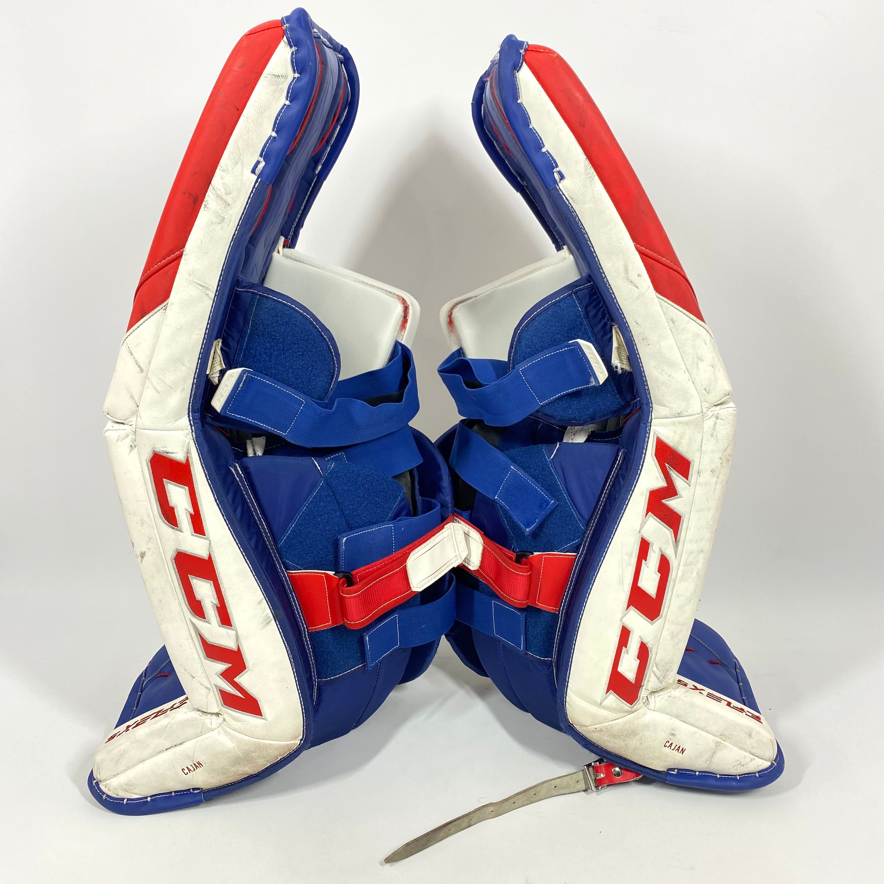 Extreme Flex 5 - Used Pro Stock Goalie Pads (White/Blue/Red)