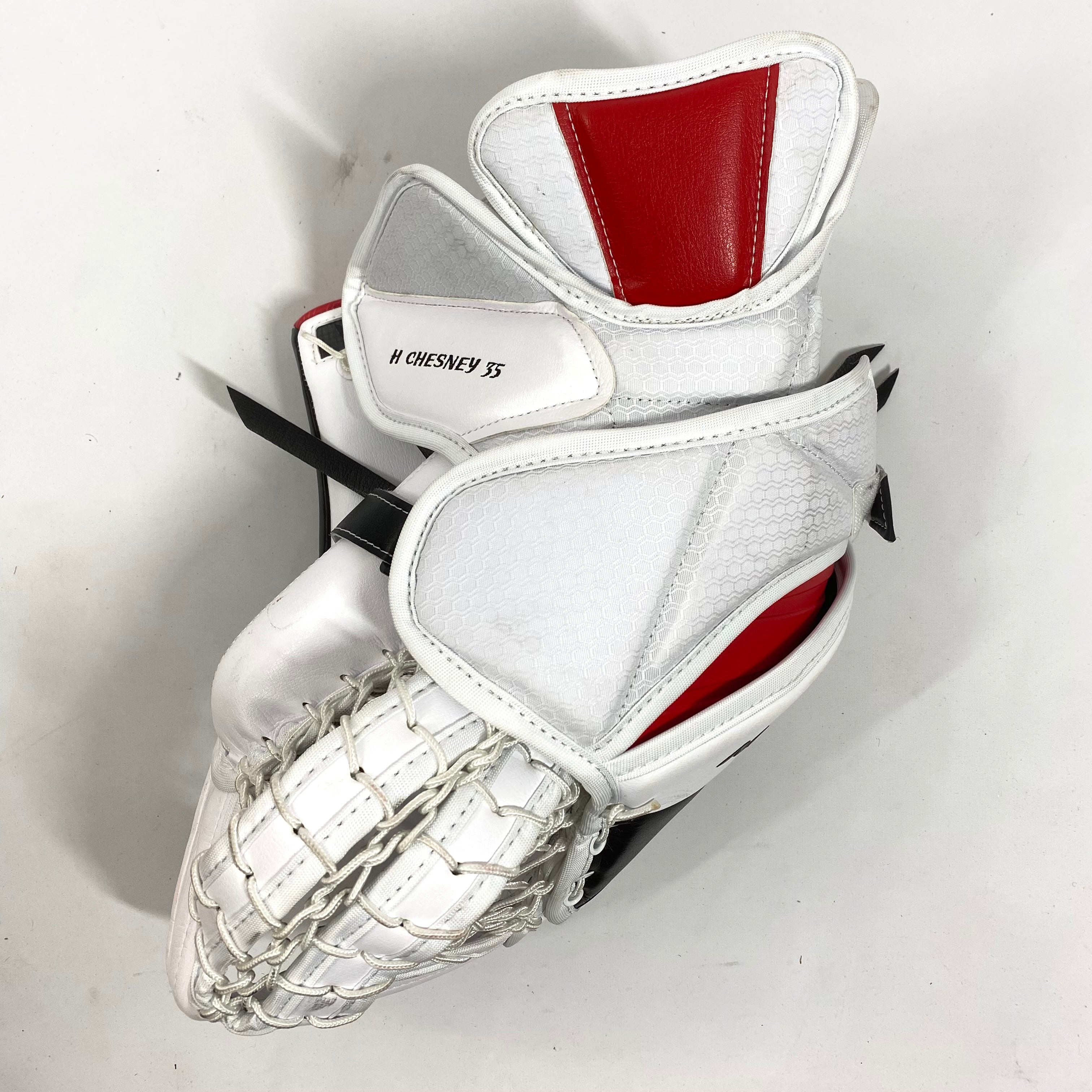 Bauer Supreme Mach - Used Pro Stock Goalie Glove - (White/Red/Black)