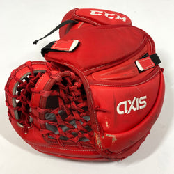 CCM AXIS - Gant de gardien de but Pro Stock d'occasion (rouge/blanc)