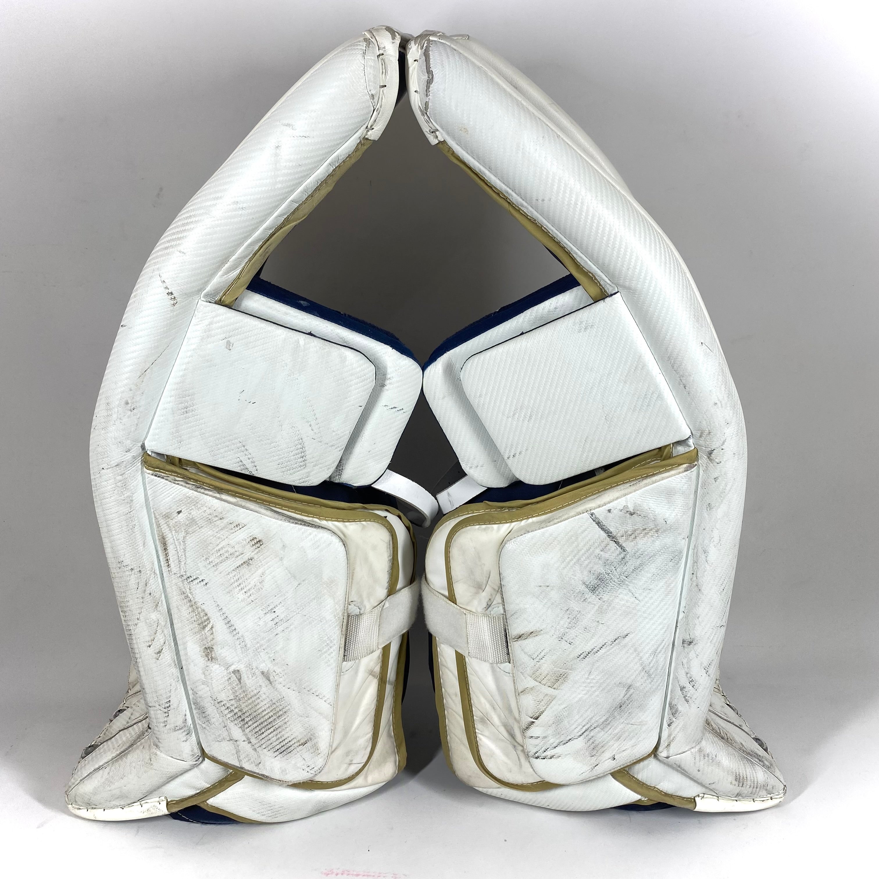 CCM Premier II - Ensemble de gardien de but complet NCAA Pro Stock d'occasion (blanc/or/bleu)
