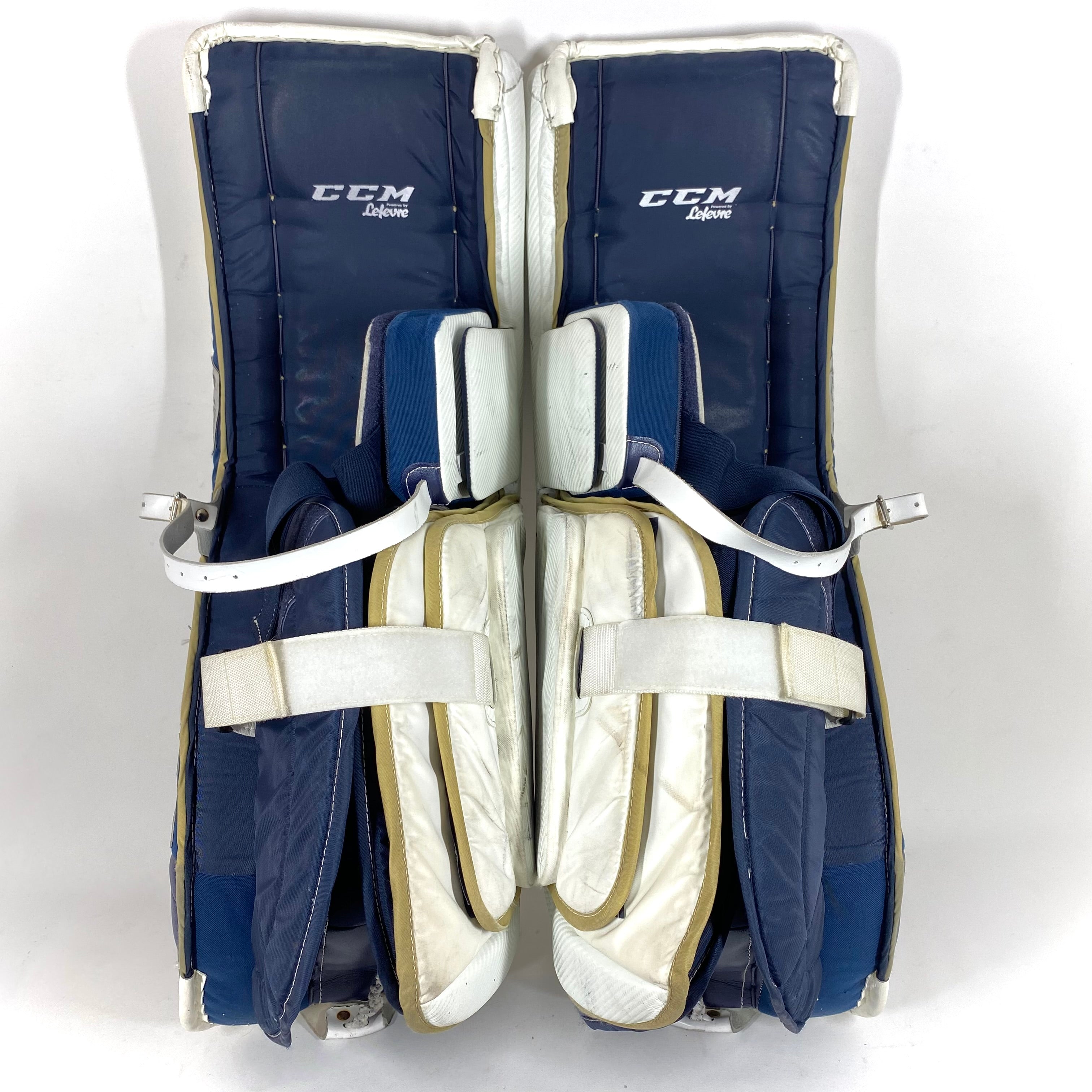 CCM Premier II - Ensemble de gardien de but complet NCAA Pro Stock d'occasion (blanc/or/bleu)
