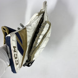 CCM Premier II - Ensemble de gardien de but complet NCAA Pro Stock d'occasion (blanc/or/bleu)