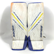 Bauer Vapor Hyperlite - Jambières de gardien Pro Stock d'occasion (blanc/bleu/jaune)