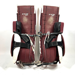 CCM Extreme Flex 4 - Used Pro Stock Senior Goalie Pads (White/Maroon)