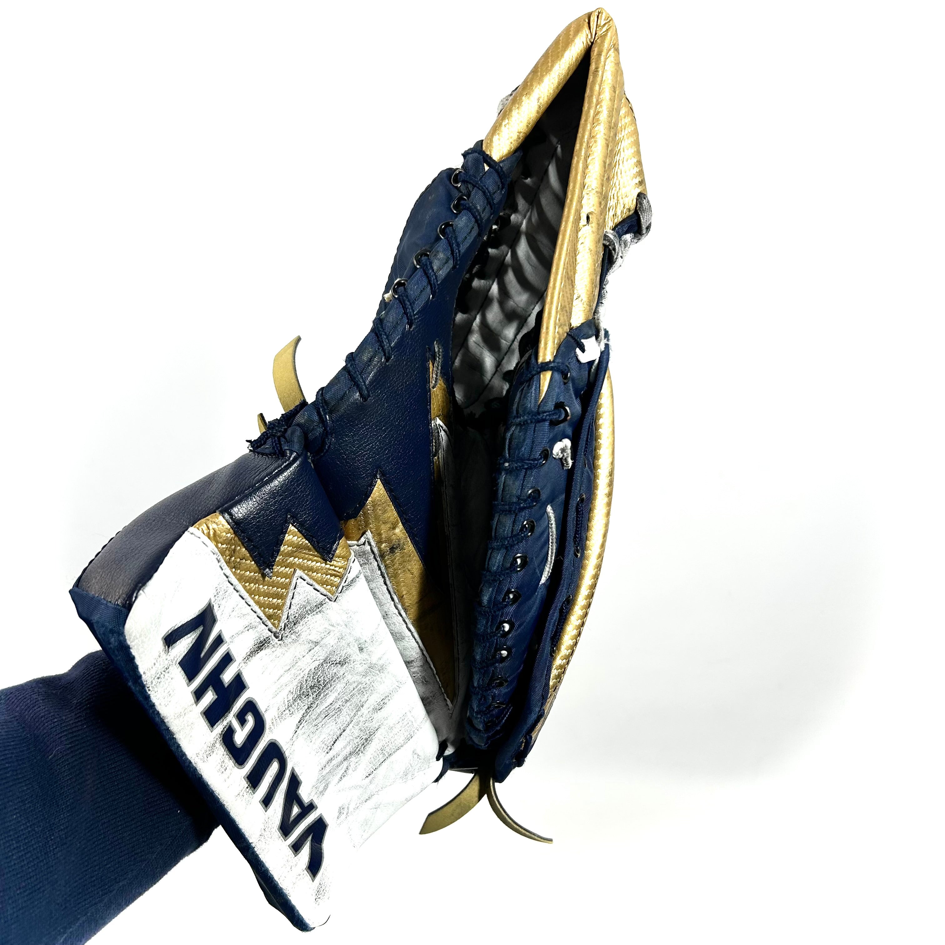Vaughn 9500 - Gant de gardien de but Pro Stock d'occasion (bleu marine/doré/vert)