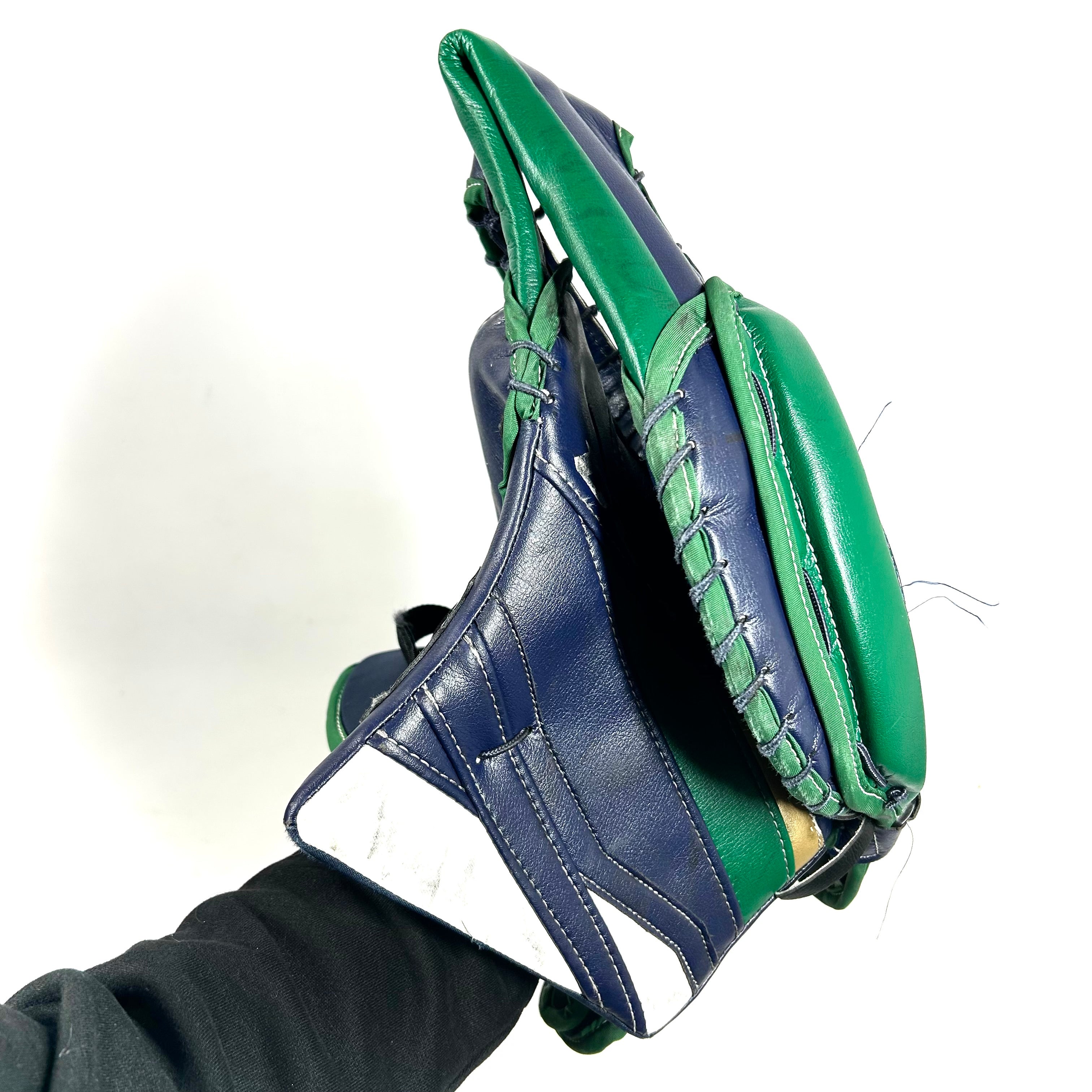 CCM Extreme Flex III - Used Pro Stock Goalie Glove (Blue/Green/White)