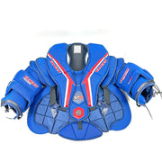 Vaughn V9 - Plastron de gardien de but Pro Stock d'occasion (bleu/rouge)