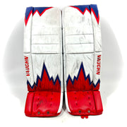 Vaughn Velocity V9 – Jambières de gardien senior OHL Pro Stock d'occasion (blanc/rouge/bleu)