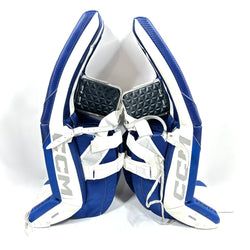 CCM Extreme Flex 6 - Jambières de gardien de but senior CHL Pro Stock d'occasion (blanc/bleu)