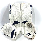 CCM Axis 2 - Ensemble complet de gardien de but senior AHL Pro Stock d'occasion (blanc/bleu marine)