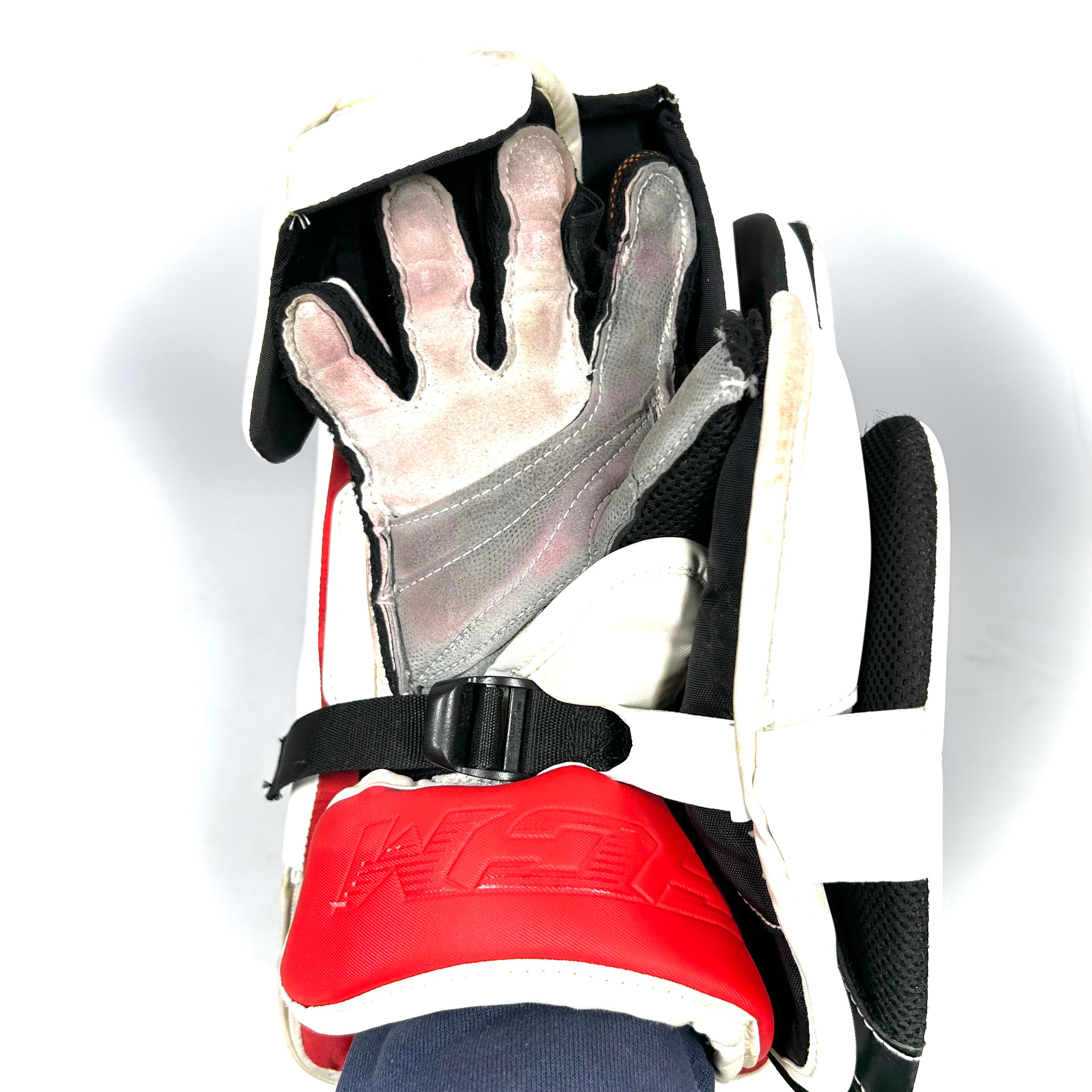 CCM Extreme Flex 5  - Used Pro Stock Goalie Blocker (Red/Yellow/White)