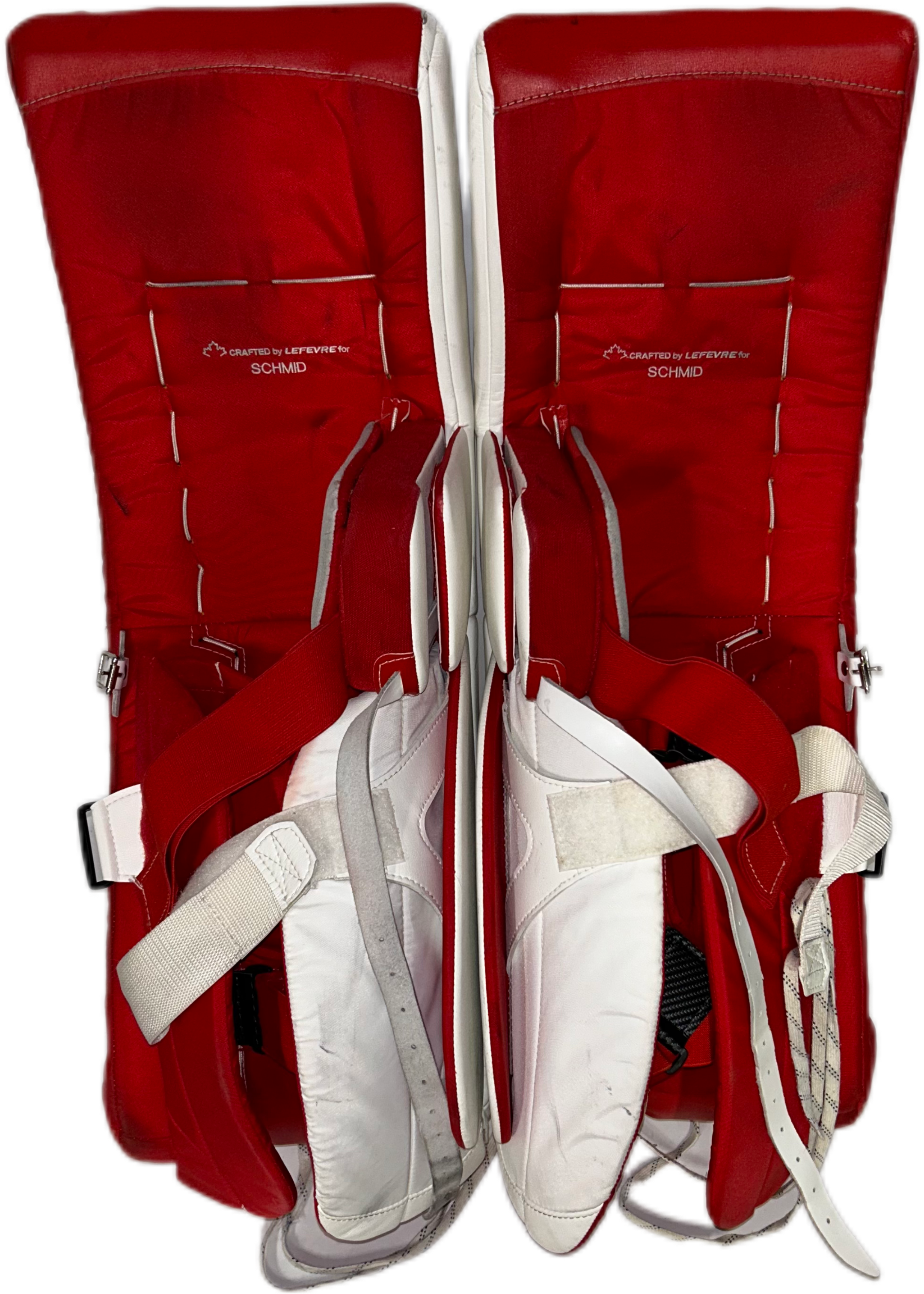 TRUE L12.2 - Jambières de gardien de but Pro Stock d'occasion (blanches/rouges)